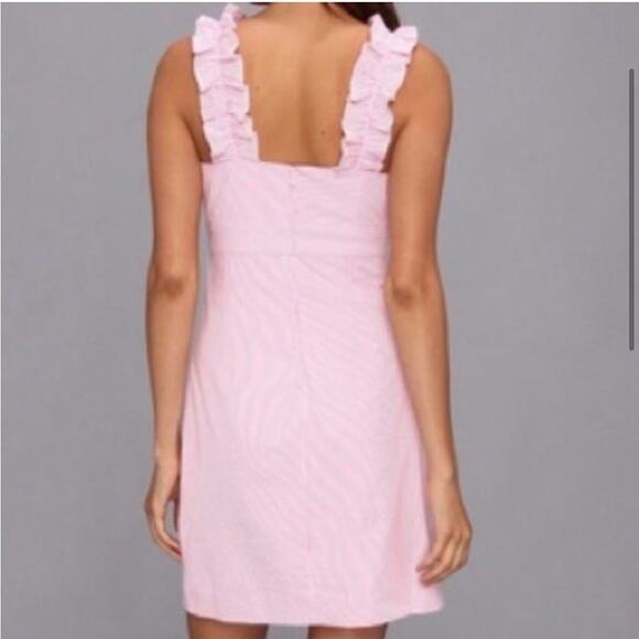 Lilly Pulitzer Phoebe Pink Stripe Ruffle Dress Size 10 REPOSH - Picture 2 of 12